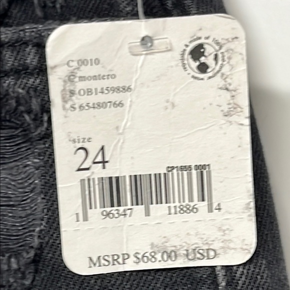 Free People Black Distressed Denim Shorts - Picture 2 of 8